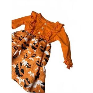 Halloween Dress Girls 18-24M Orange Pumpkin Bat Ghost Ruffle Long Sleeve Party